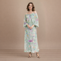 Dames maxi-lange bloemenjurk met zachte drapering Jelle Jora Mode