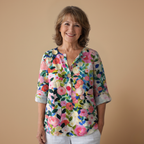 Damesblouse met bloemenprint en V-hals Jelle Jora Mode
