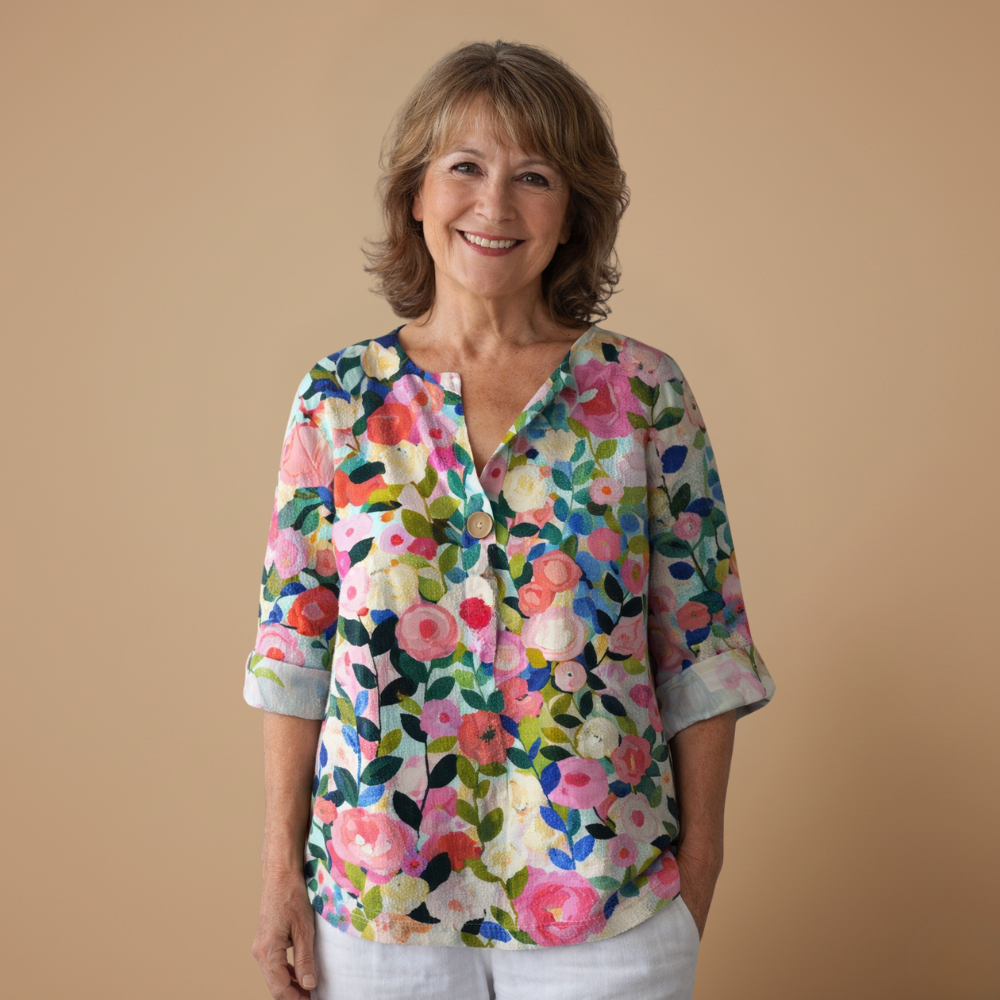 Damesblouse met bloemenprint en V-hals Jelle Jora Mode