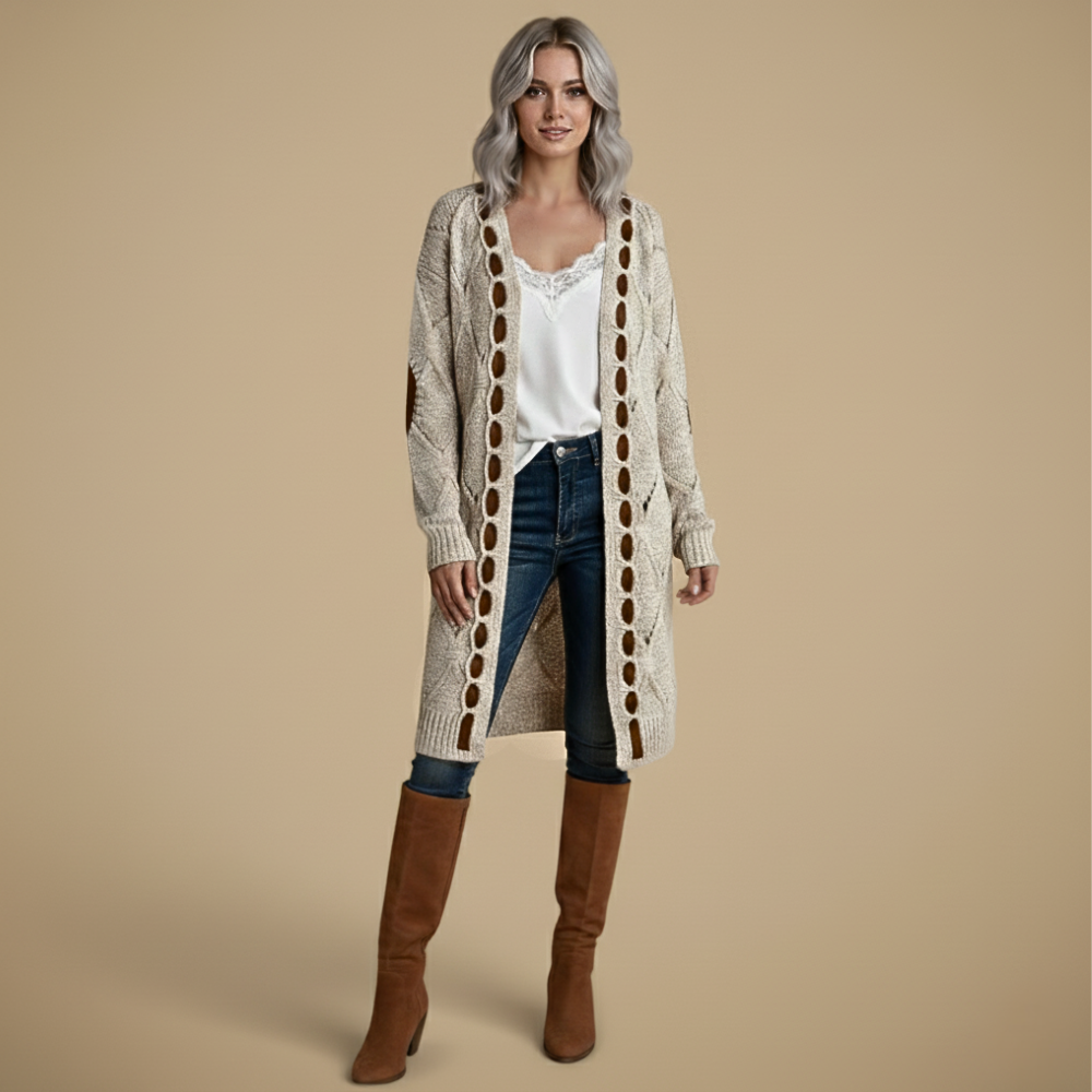 Oversized lange gebreide vestjas met capuchon voor dames Jelle Jora Mode