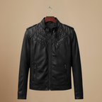 Męska kurtka ze sztucznej skóry typu slim fit biker