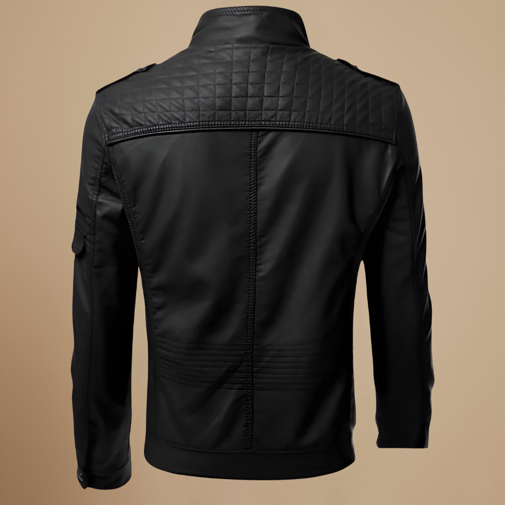 Męska kurtka ze sztucznej skóry typu slim fit biker