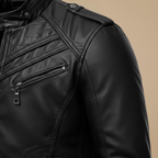 Męska kurtka ze sztucznej skóry typu slim fit biker