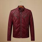 Męska kurtka ze sztucznej skóry typu slim fit biker