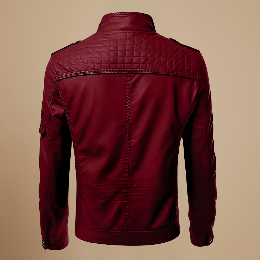Męska kurtka ze sztucznej skóry typu slim fit biker